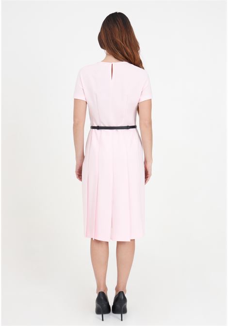 Pastel pink women's midi dress with black strap MAX MARA | 2416221011600017